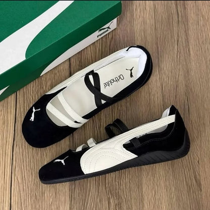 Speedcat Ballet SD sneakers feature a distinct suede construction and a slip-on design with elastic instep straps