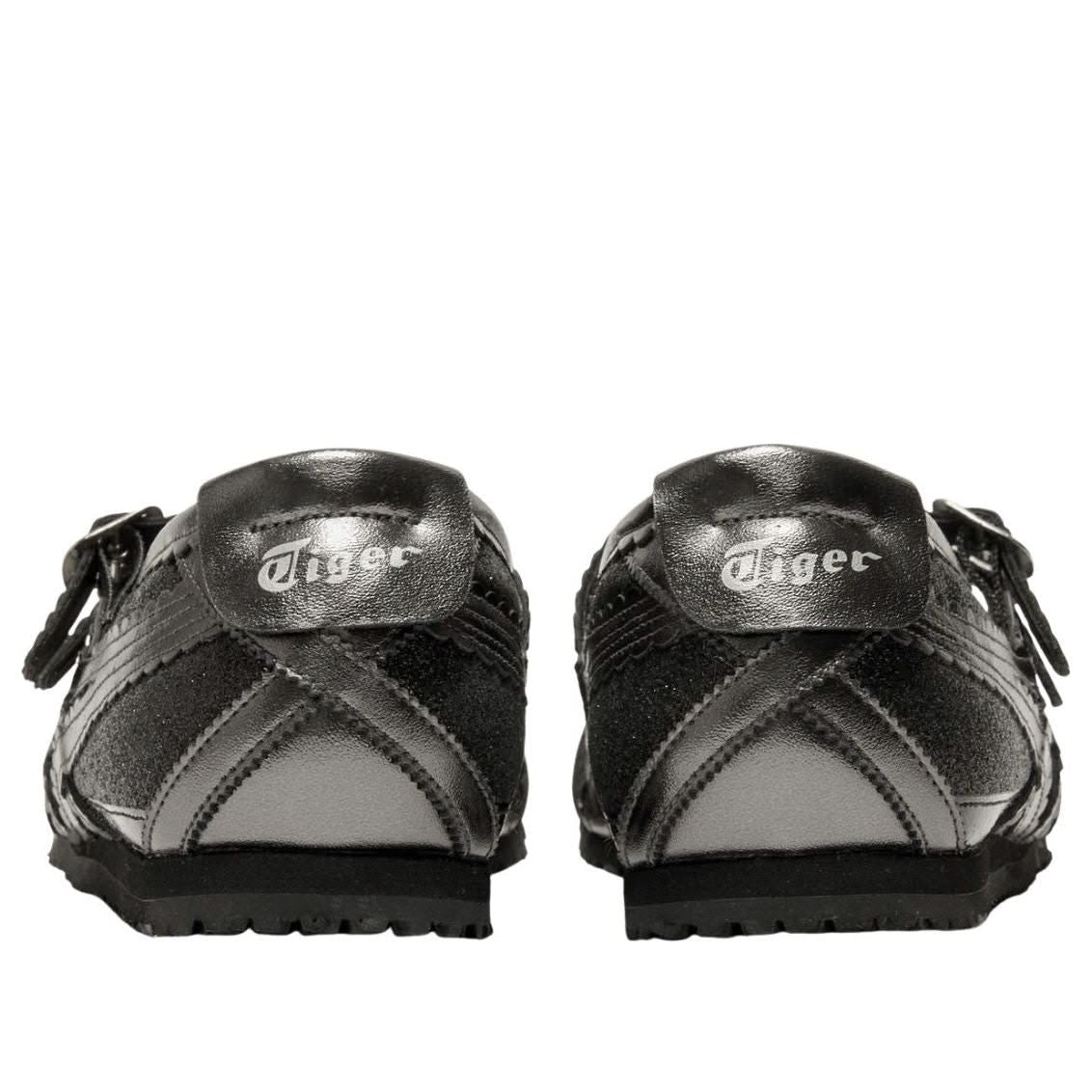 Onitsuka Tiger Mexico 66 TGRS shoes feature a striking black glitter finish combined with metallic silver accents
