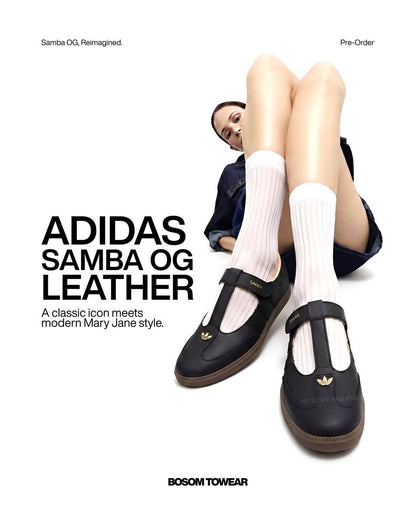 Samba Mary Jane-style strap shoes “ Black “ featuring a unique